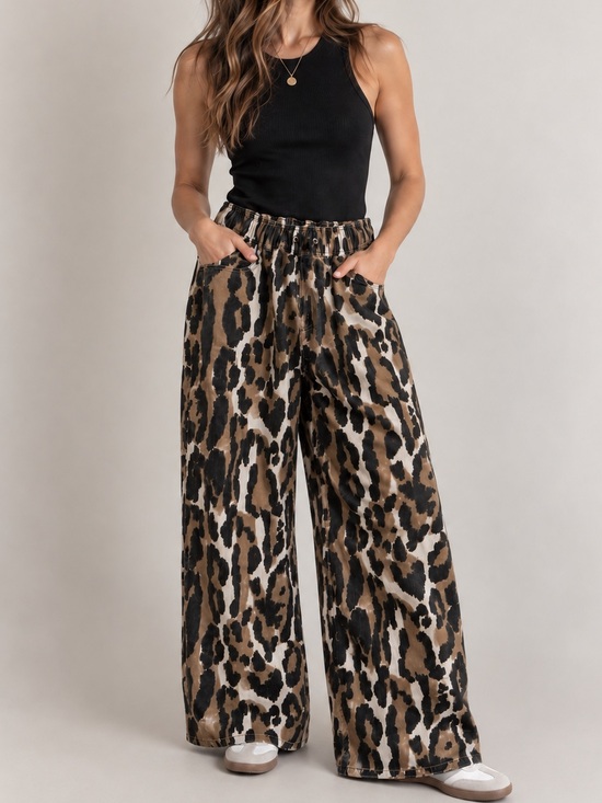 Aje Denim - AJE Studio Sienna Wide Leg Jeans Animal Print